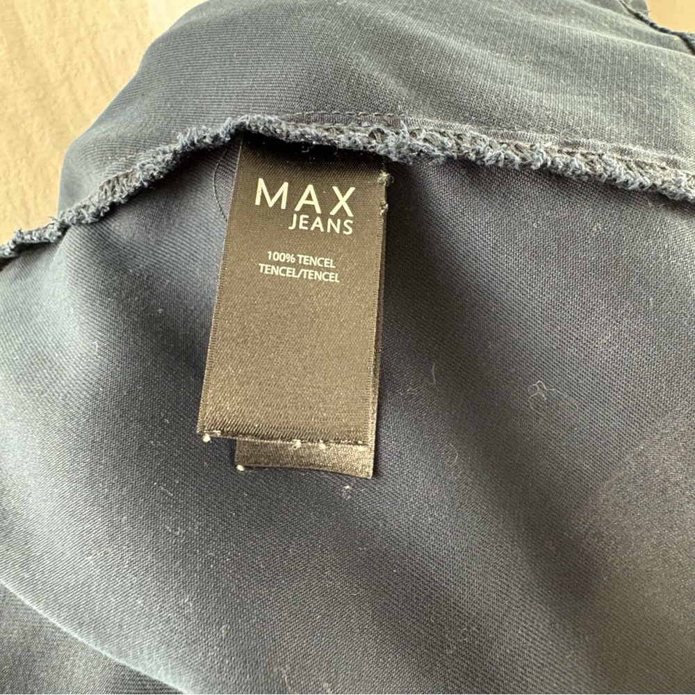Max Jeans Dark Navy Blue Tencel Open Waterfall Drawstring Waist Jacket M - Picture 13 of 14